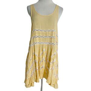 Free People Intimately XS Dress Baby Doll Trapeze Lace Yellow Sleeveless